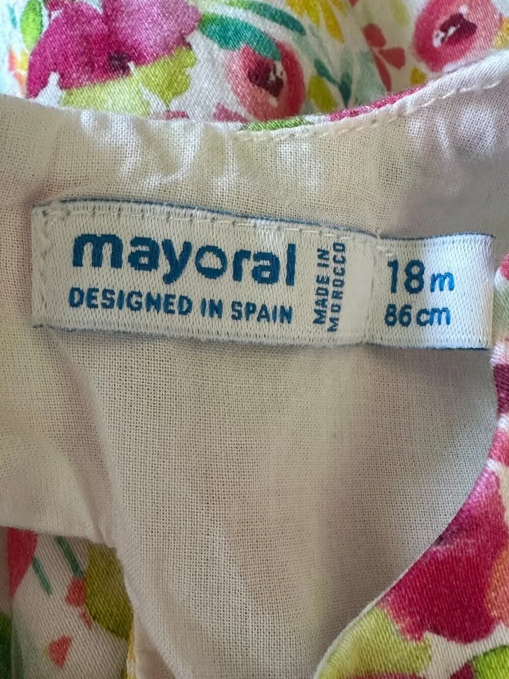 Mayoral Floral Short-Sleeve Dress in Pink, Green & White